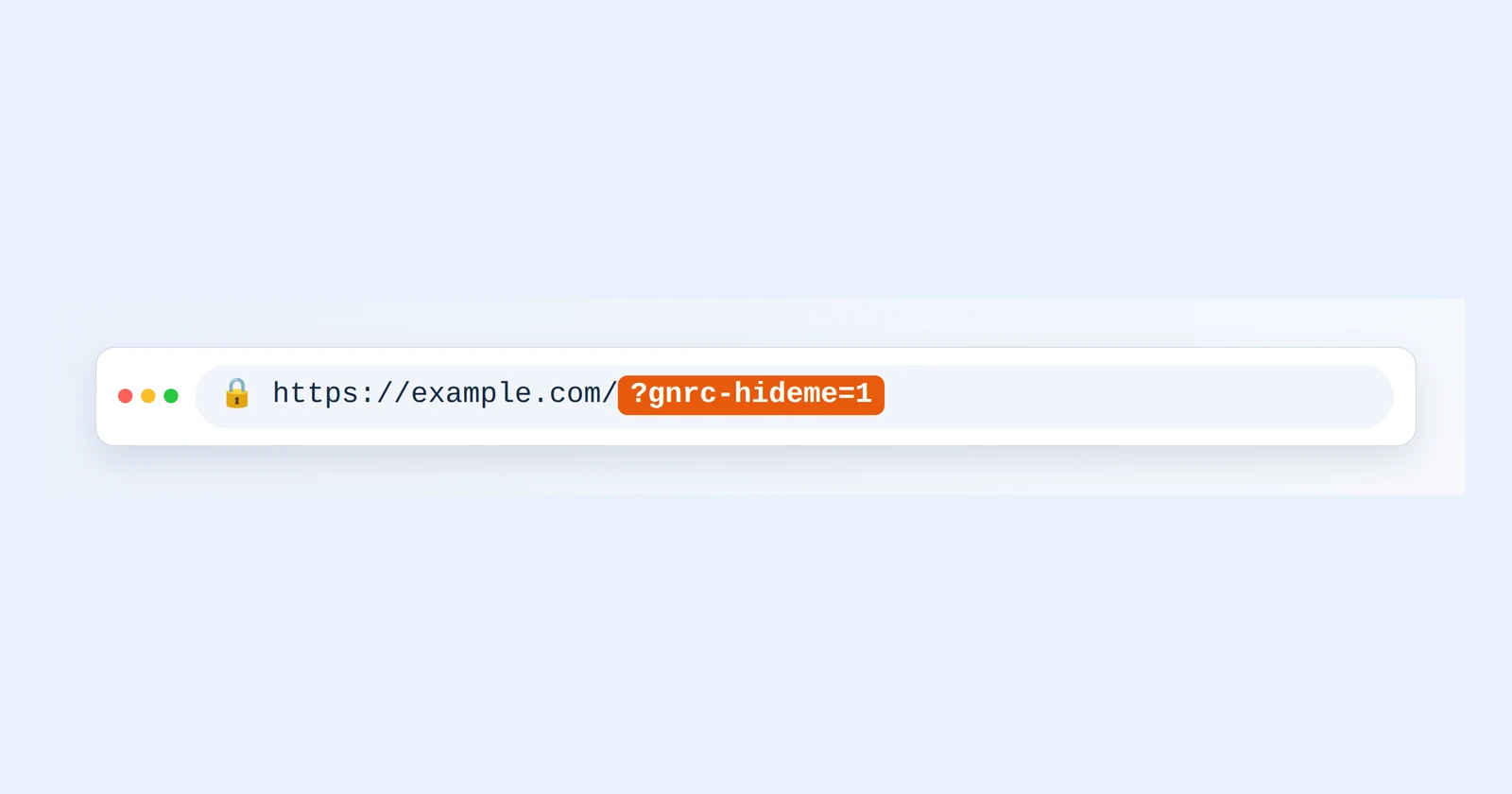 Bir web adresinin sonuna ?gnrc-hideme=1 eklenmiş tarayıcı adres çubuğu